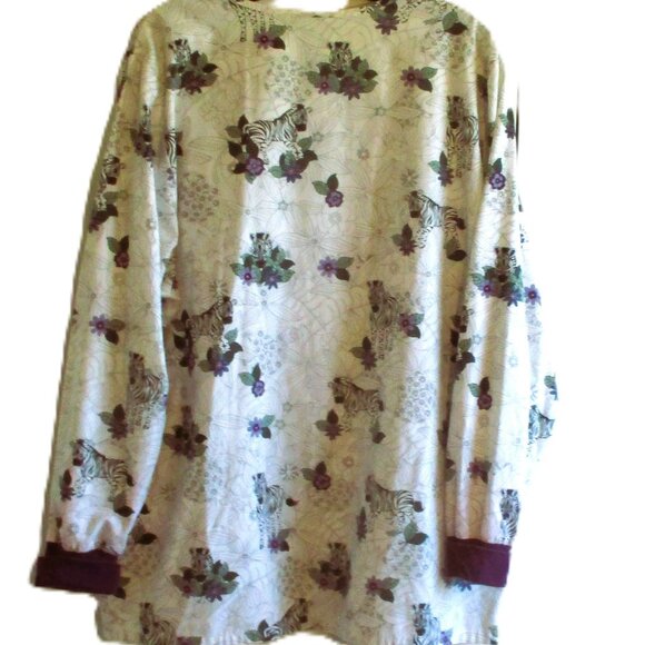 Ua Scrubs Uniform Advantage Zebra & Floral Print Long Sleeve Scrub Top XL - Picture 5 of 5